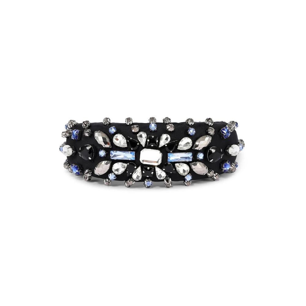Ganni Black Crystal Rhinestone Padded Headband